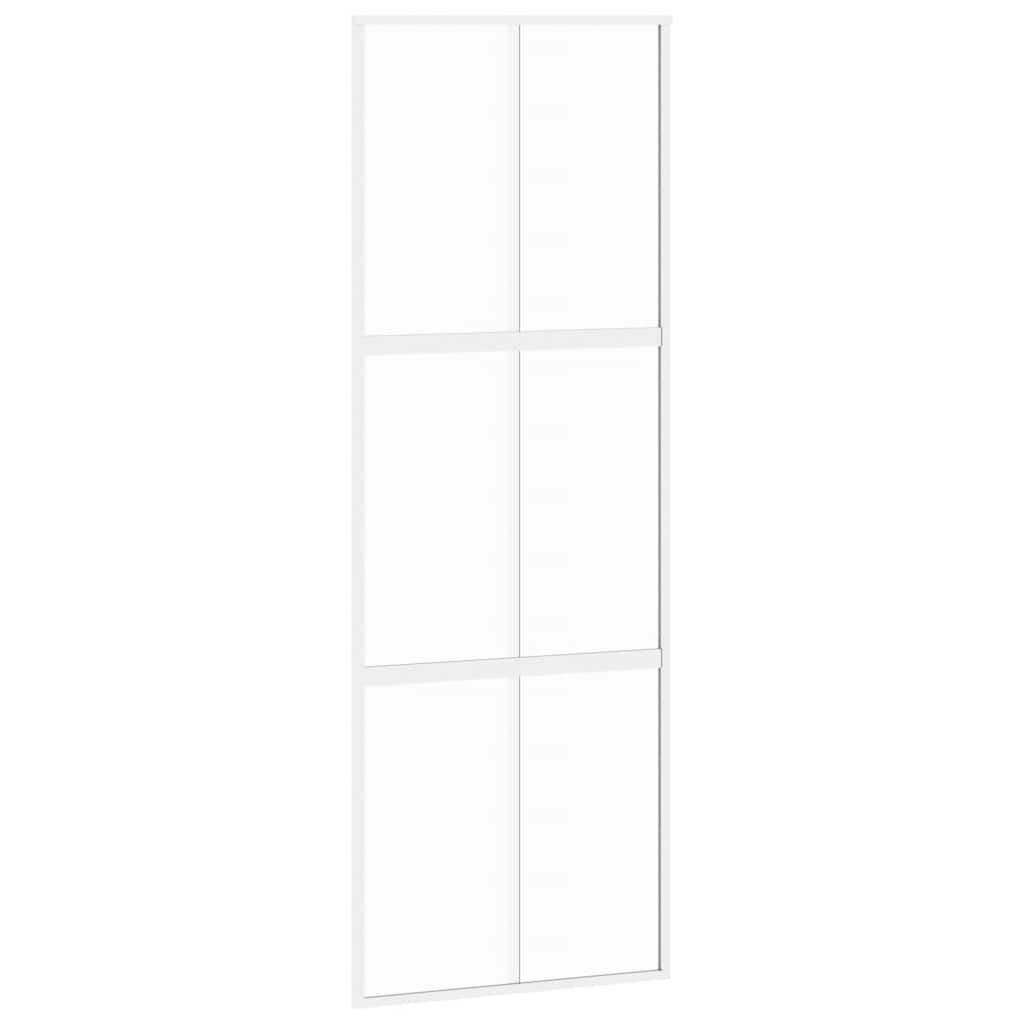 Porta Scorrevole Bianca 76x205 cm Vetro Temperato e Alluminio | homemem39