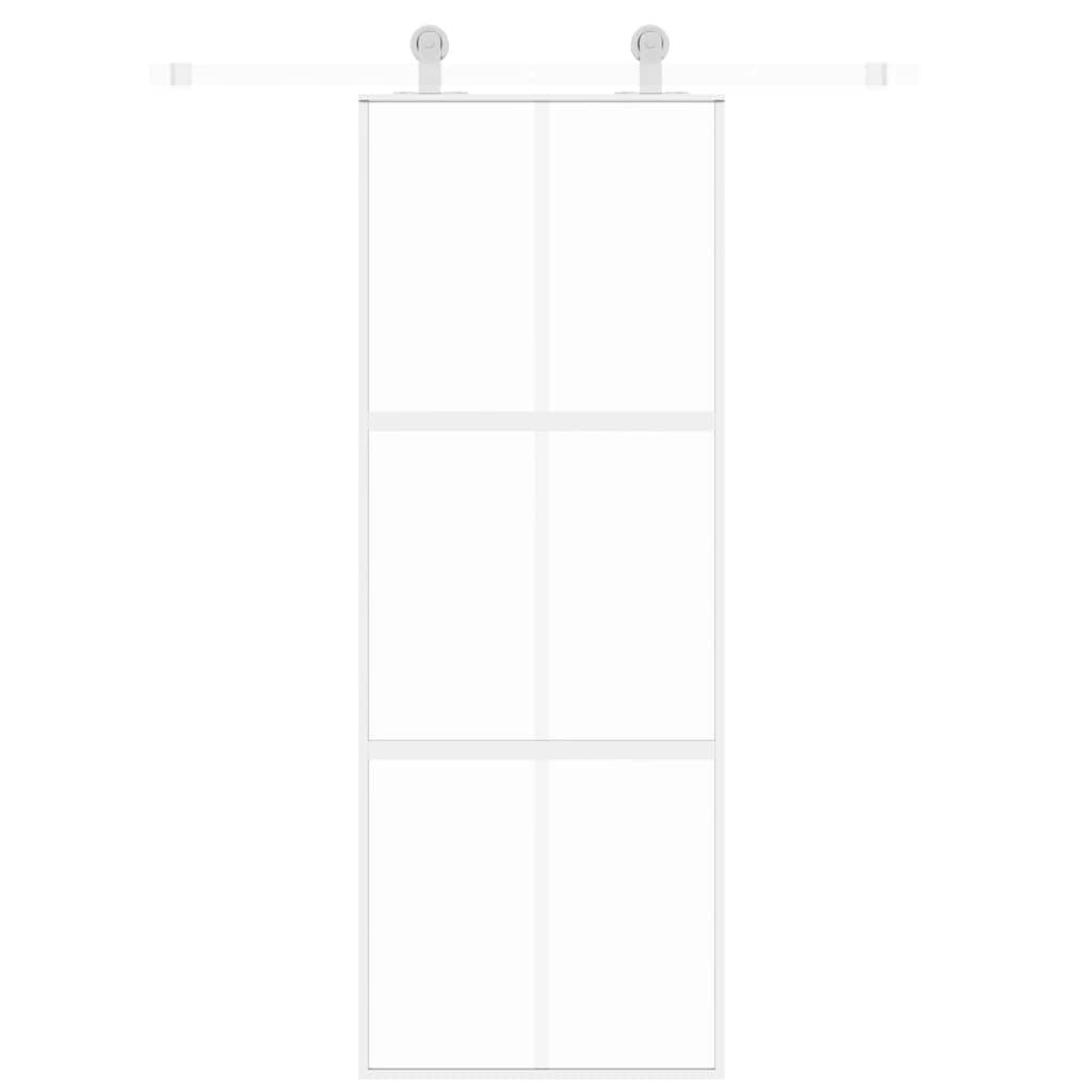 Porta Scorrevole Bianca 76x205 cm Vetro Temperato e Alluminio | homemem39