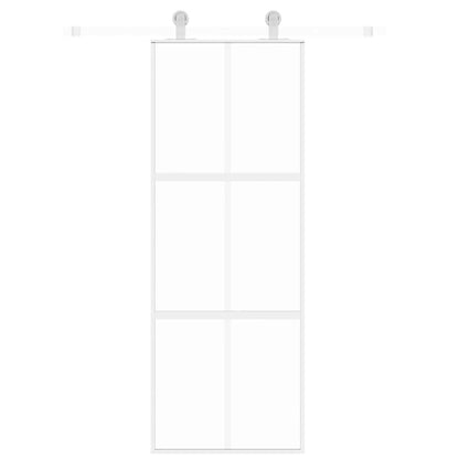 Porta Scorrevole Bianca 76x205 cm Vetro Temperato e Alluminio | homemem39
