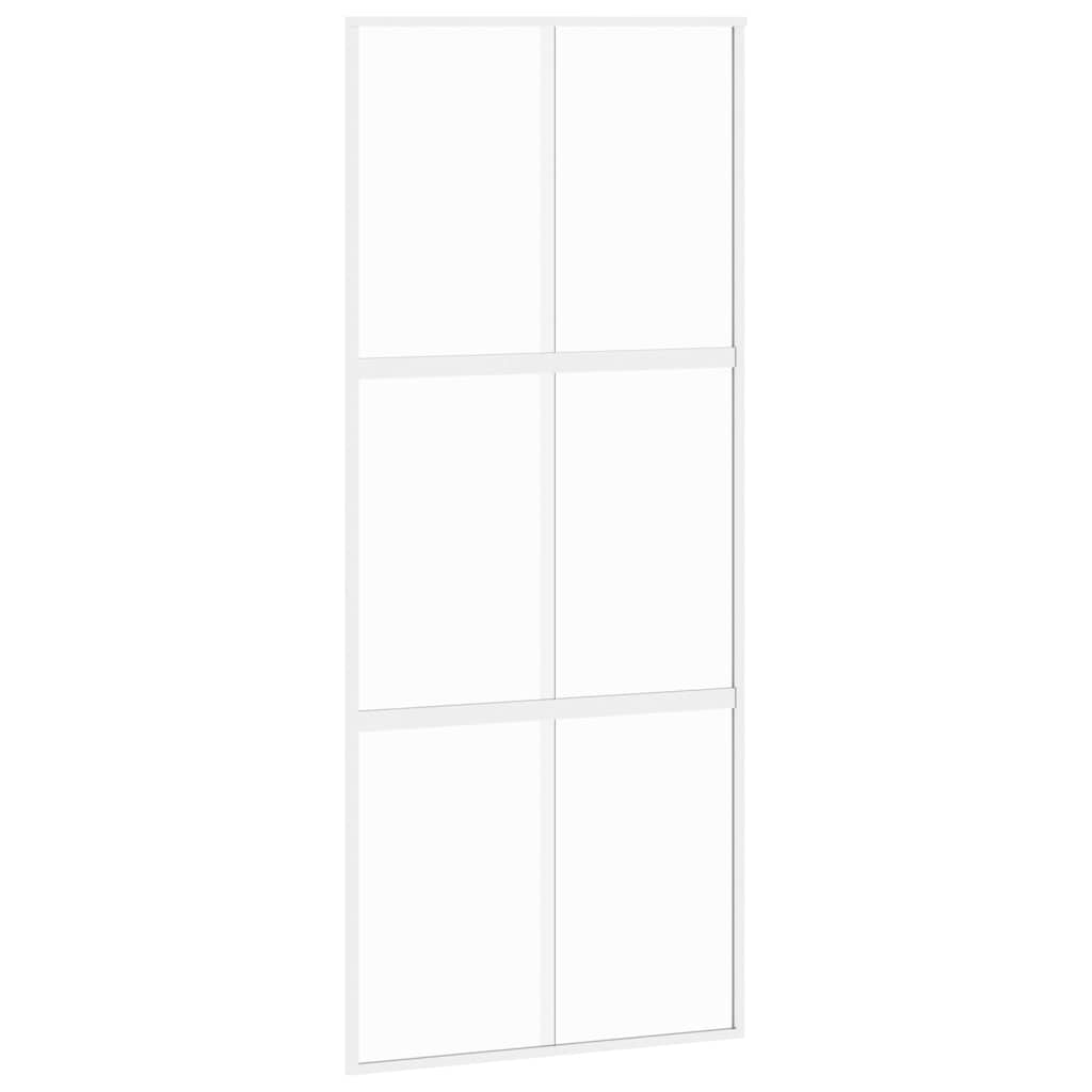 Porta Scorrevole Bianca 90x205 cm Vetro Temperato e Alluminio | homemem39