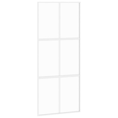 Porta Scorrevole Bianca 90x205 cm Vetro Temperato e Alluminio | homemem39