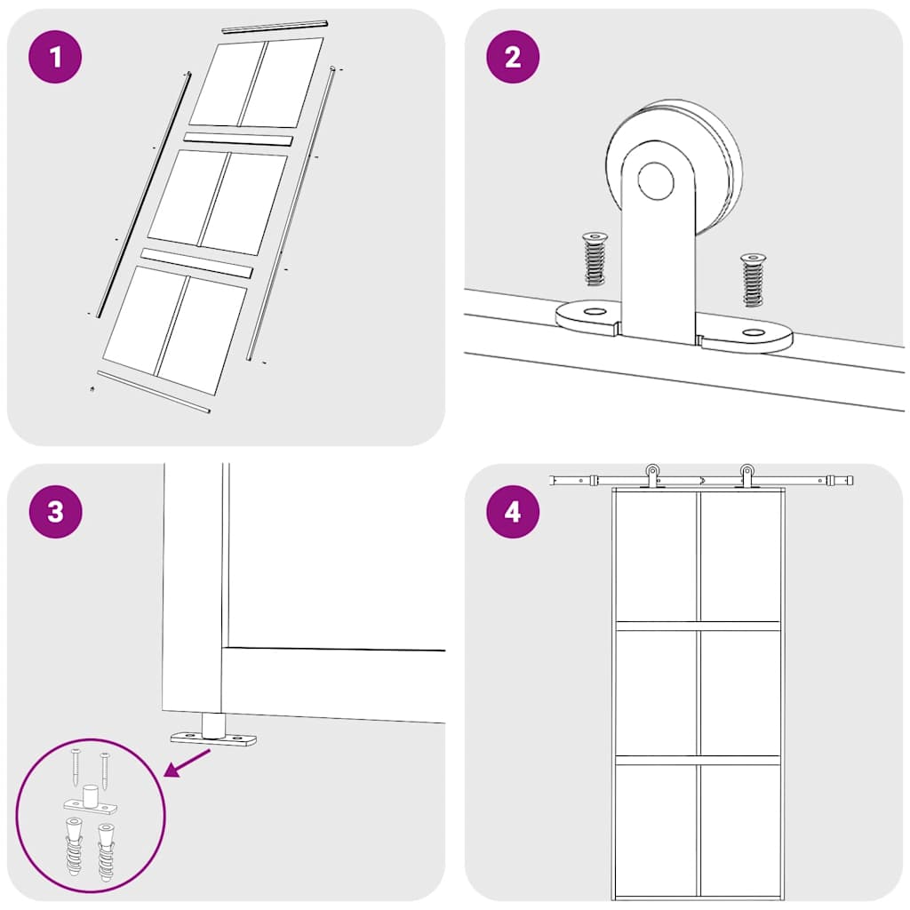 Porta Scorrevole Bianca 90x205 cm Vetro Temperato e Alluminio | homemem39