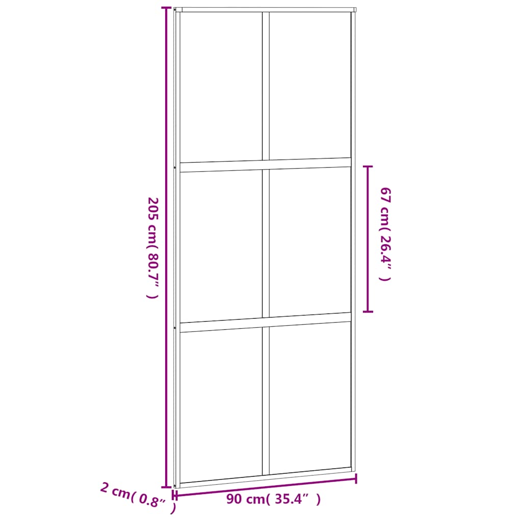Porta Scorrevole Bianca 90x205 cm Vetro Temperato e Alluminio | homemem39