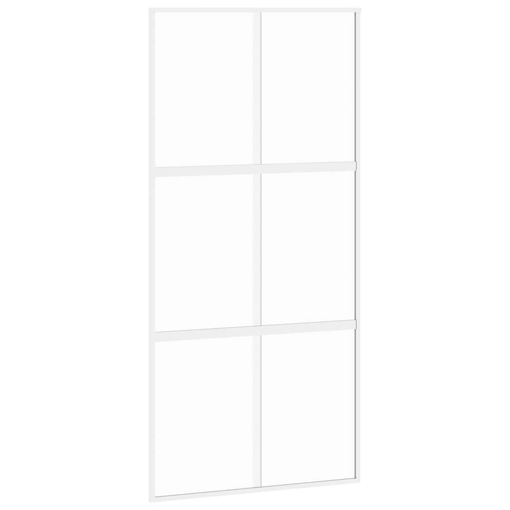 Porta Scorrevole Bianca 102,5x205cm Vetro Temperato e Alluminio | homemem39