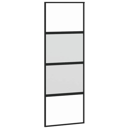 Porta Scorrevole Nera 76x205 cm in Vetro Temperato e Alluminio | homemem39