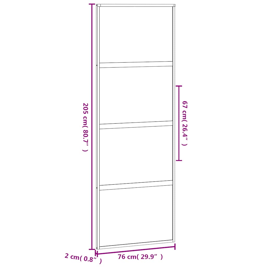 Porta Scorrevole Nera 76x205 cm in Vetro Temperato e Alluminio | homemem39