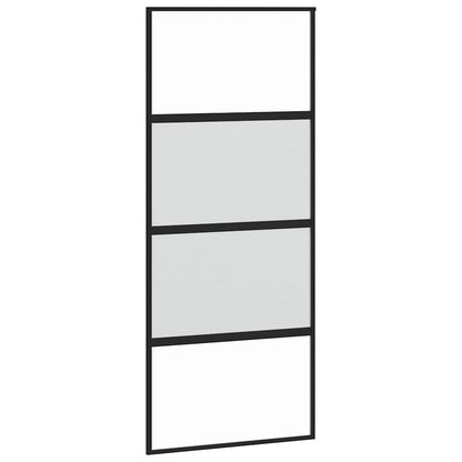 Porta Scorrevole Nera 90x205 cm in Vetro Temperato e Alluminio | homemem39