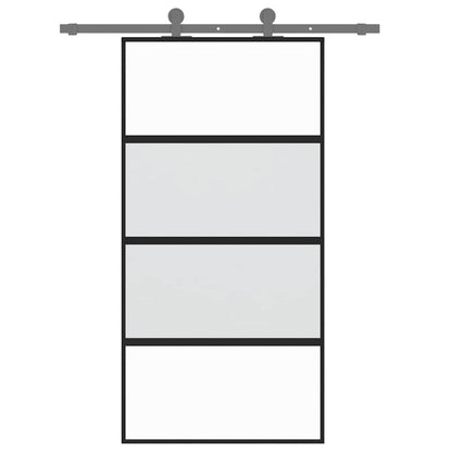 Porta Scorrevole Nera 102,5x205 cm Vetro Temperato e Alluminio | homemem39