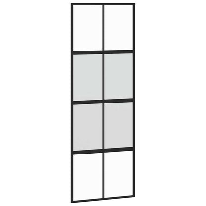 Porta Scorrevole Nera 76x205 cm in Vetro Temperato e Alluminio | homemem39
