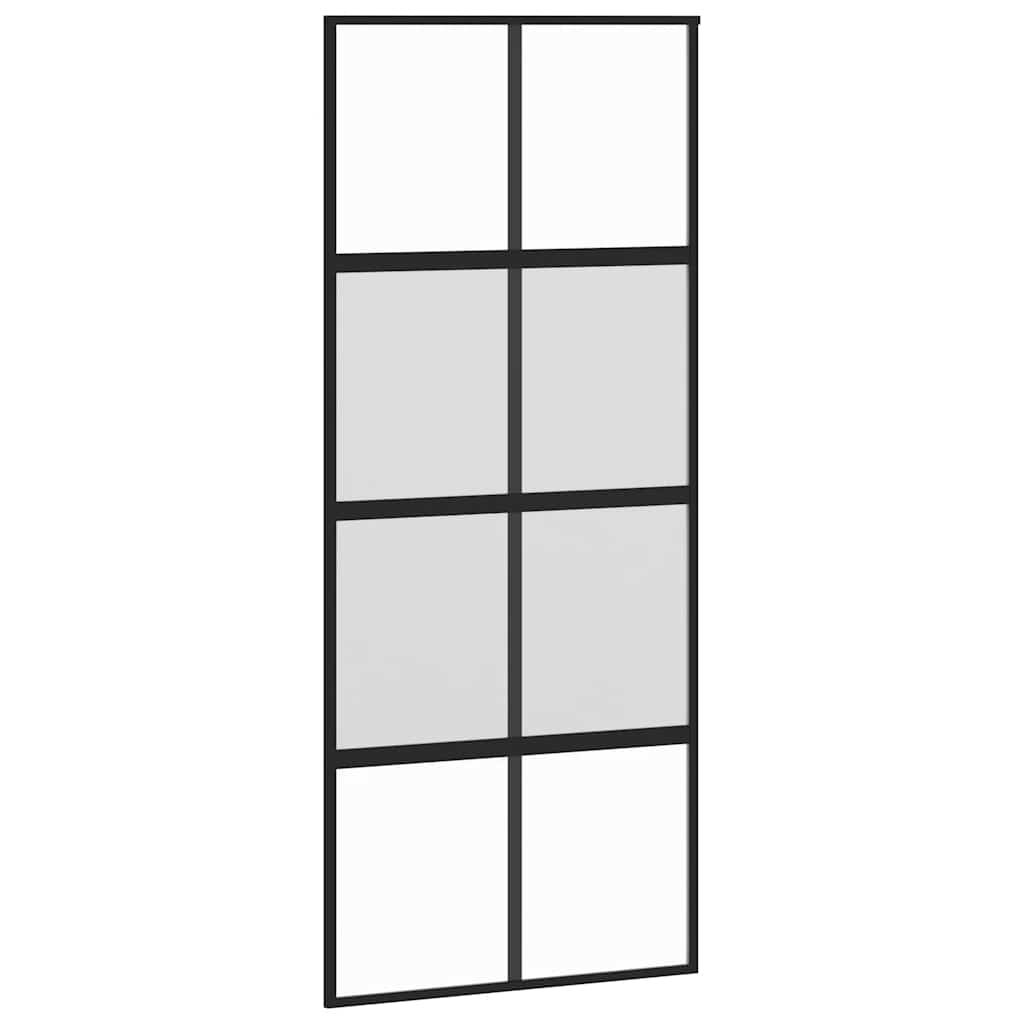 Porta Scorrevole Nera 90x205 cm in Vetro Temperato e Alluminio | homemem39