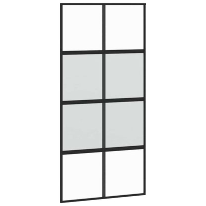 Porta Scorrevole Nera 102,5x205 cm Vetro Temperato e Alluminio | homemem39