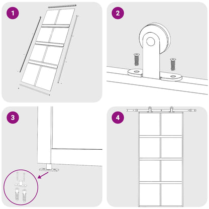 Porta Scorrevole Nera 76x205 cm in Vetro Temperato e Alluminio | homemem39