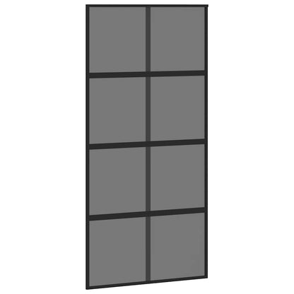 Porta Scorrevole Nera 102,5x205 cm Vetro Temperato e Alluminio | homemem39