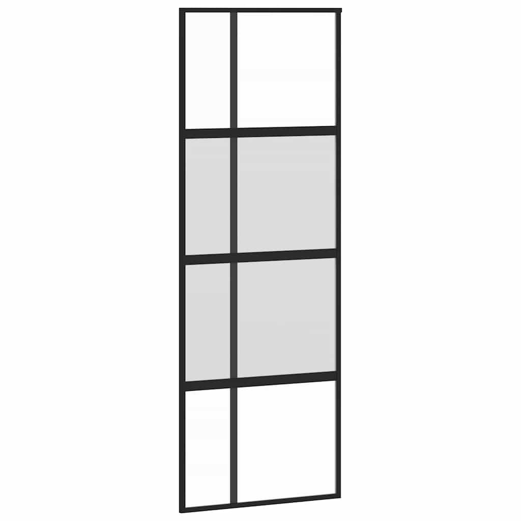 Porta Scorrevole Nera 76x205 cm in Vetro Temperato e Alluminio | homemem39