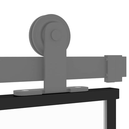Porta Scorrevole Nera 76x205 cm in Vetro Temperato e Alluminio | homemem39