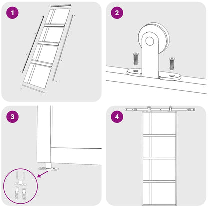 Porta Scorrevole Nera 76x205 cm in Vetro Temperato e Alluminio | homemem39