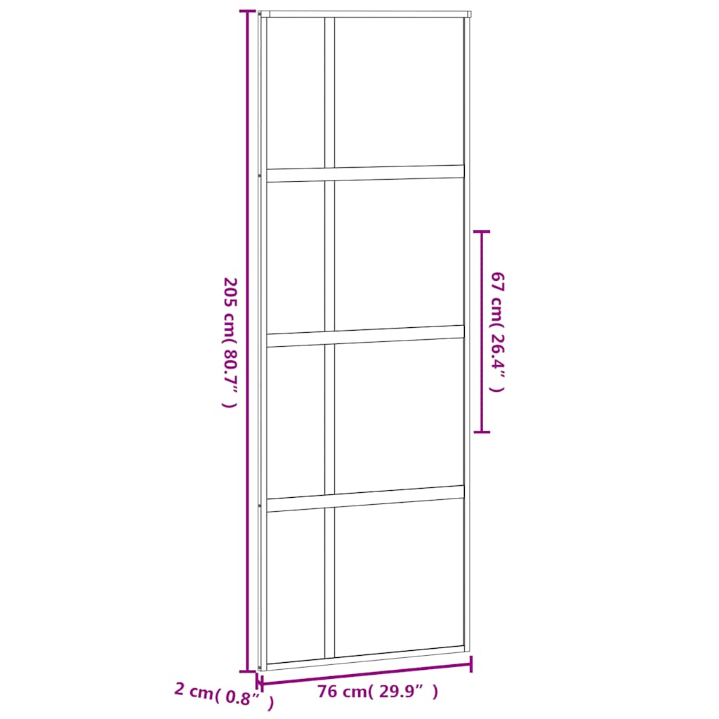 Porta Scorrevole Nera 76x205 cm in Vetro Temperato e Alluminio | homemem39
