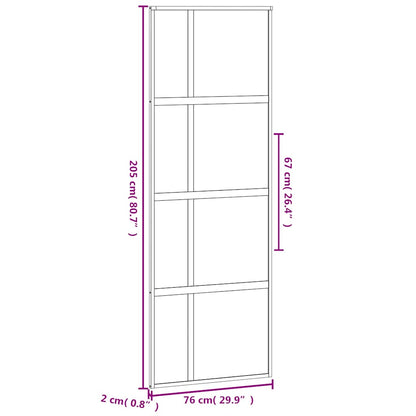 Porta Scorrevole Nera 76x205 cm in Vetro Temperato e Alluminio | homemem39