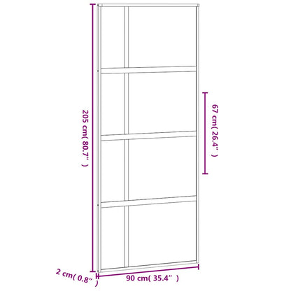Porta Scorrevole Nera 90x205 cm in Vetro Temperato e Alluminio | homemem39