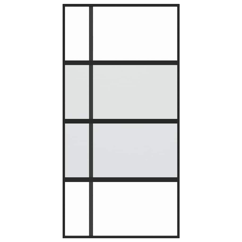 Porta Scorrevole Nera 102,5x205 cm Vetro Temperato e Alluminio | homemem39