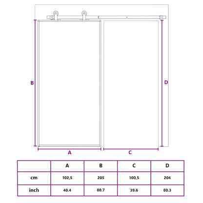 Porta Scorrevole Nera 102,5x205 cm Vetro Temperato e Alluminio | homemem39