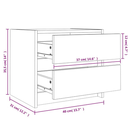 Comodino 40x31x35,5 cm in Legno Massello di Pino | homemem39