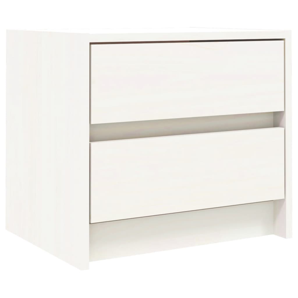 Comodino Bianco 40x31x35,5 cm in Legno Massello di Pino - homemem39