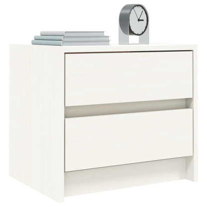 Comodino Bianco 40x31x35,5 cm in Legno Massello di Pino - homemem39