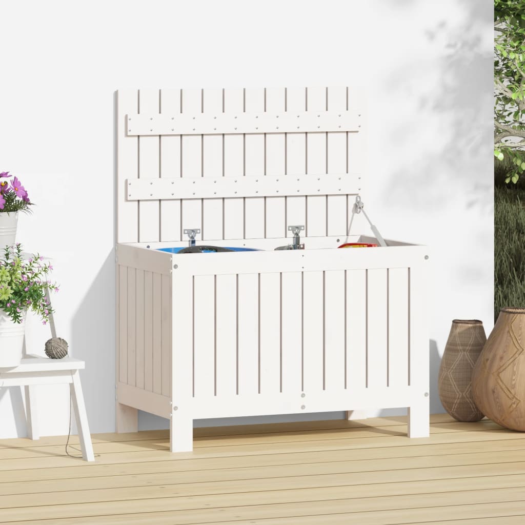 Contenitore Giardino Bianco 76x42,5x54cm Legno Massello di Pino - homemem39