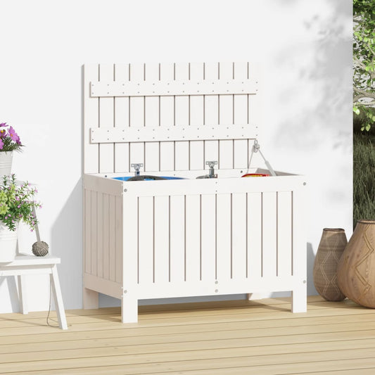 Contenitore Giardino Bianco 76x42,5x54cm Legno Massello di Pino - homemem39