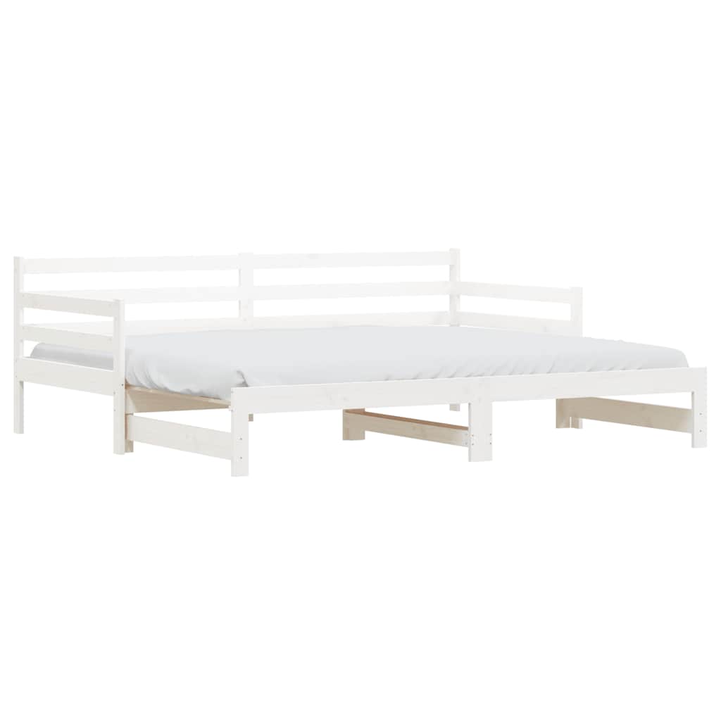 Divano Letto con Letto Estraibile Bianco 90x200cm Massello Pino - homemem39