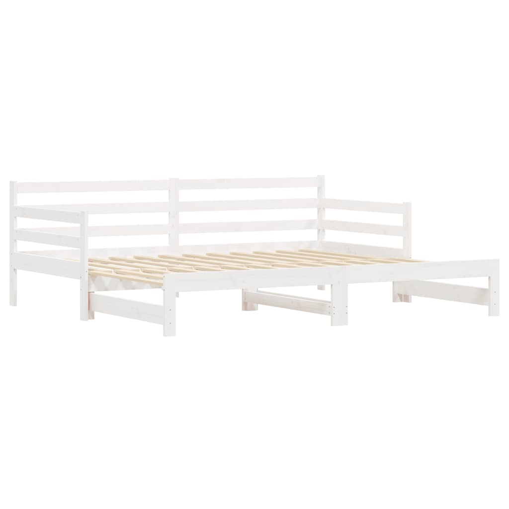 Divano Letto con Letto Estraibile Bianco 90x200cm Massello Pino - homemem39