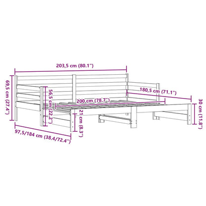 Divano Letto con Letto Estraibile Bianco 90x200cm Massello Pino - homemem39
