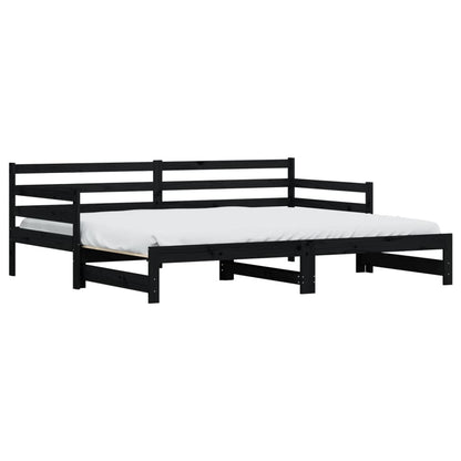 Divano Letto con Letto Estraibile Nero 90x200cm Massello Pino - homemem39