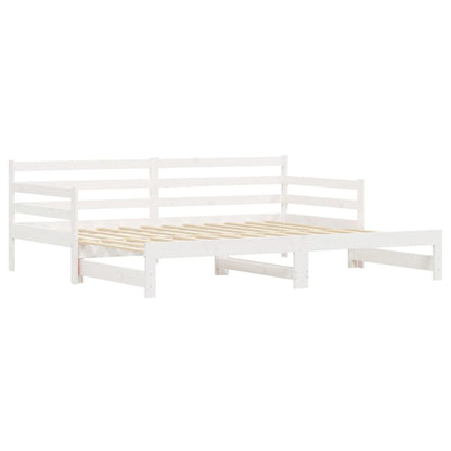 Divano Letto con Letto Estraibile Bianco 90x190cm Massello Pino - homemem39