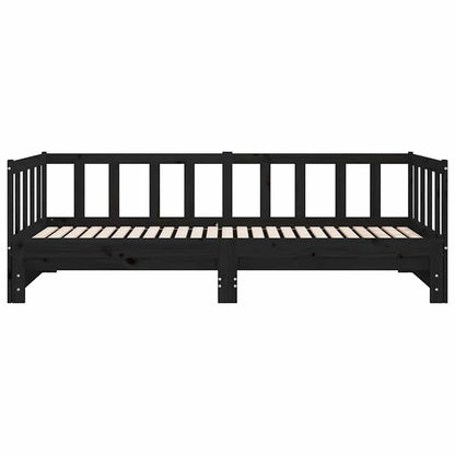 Divano Letto con Letto Estraibile Nero 90x200cm Massello Pino - homemem39