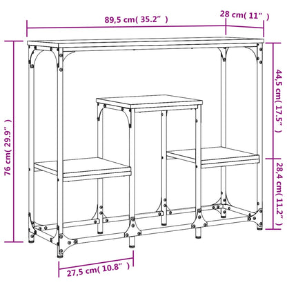 Tavolo Consolle Grigio Sonoma 89,5x28x76cm in Legno Multistrato - homemem39