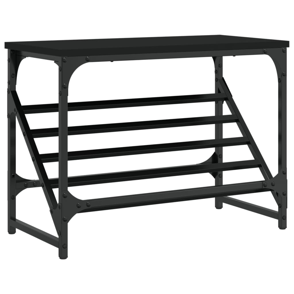 Scarpiera Nera 60x30x45 cm in Legno Multistrato - homemem39