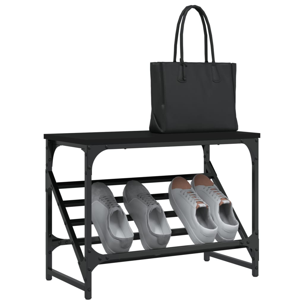 Scarpiera Nera 60x30x45 cm in Legno Multistrato - homemem39