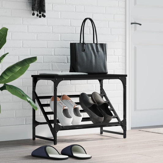 Scarpiera Nera 60x30x45 cm in Legno Multistrato - homemem39