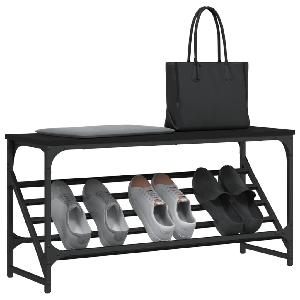 Scarpiera Nera 90x30x45 cm in Legno Multistrato - homemem39