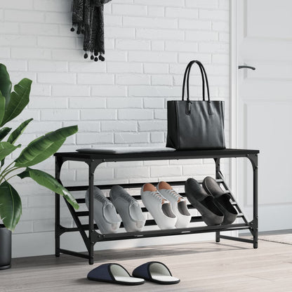 Scarpiera Nera 90x30x45 cm in Legno Multistrato - homemem39