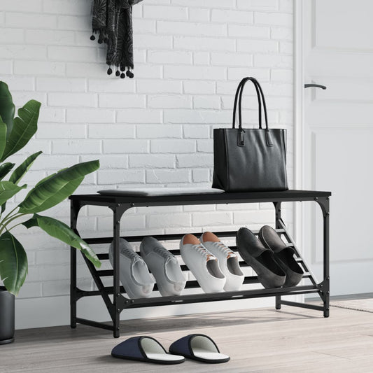 Scarpiera Nera 90x30x45 cm in Legno Multistrato - homemem39