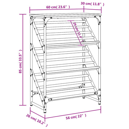 Scarpiera Grigio Sonoma 60x30x85 cm in Legno Multistrato - homemem39
