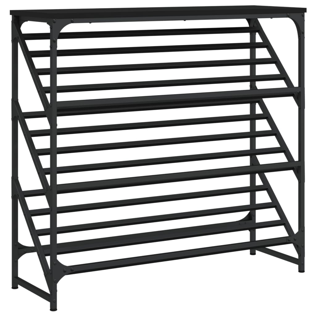 Scarpiera Nera 90x30x85 cm in Legno Multistrato - homemem39