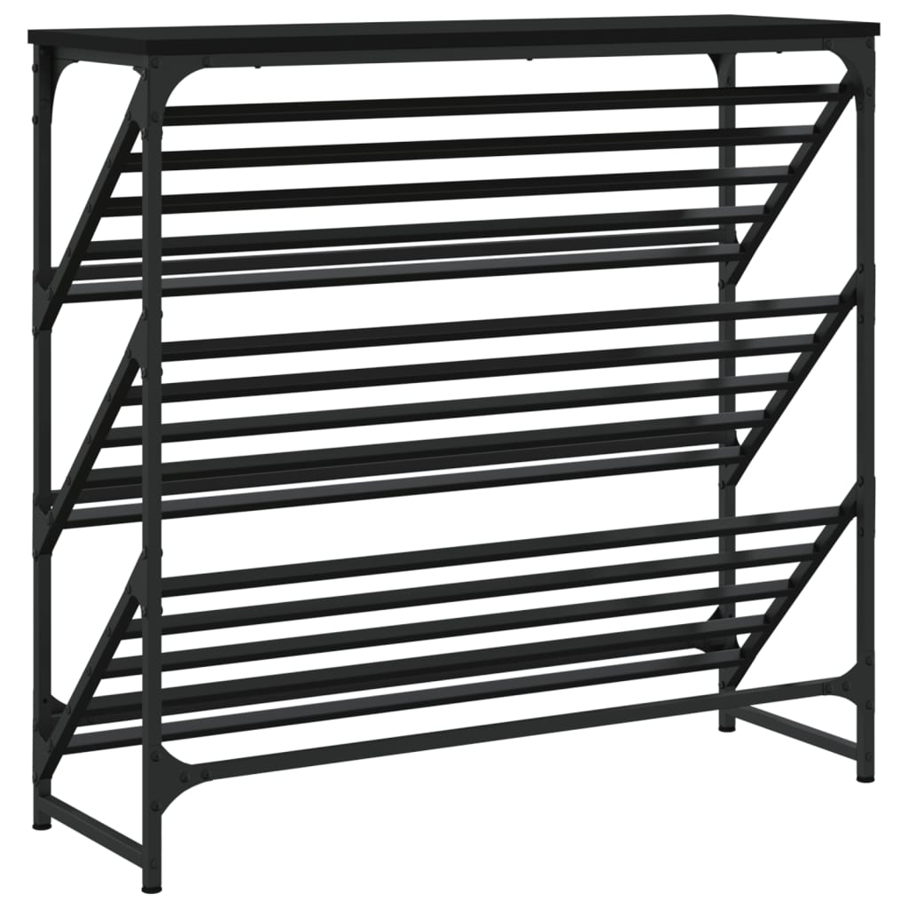 Scarpiera Nera 90x30x85 cm in Legno Multistrato - homemem39