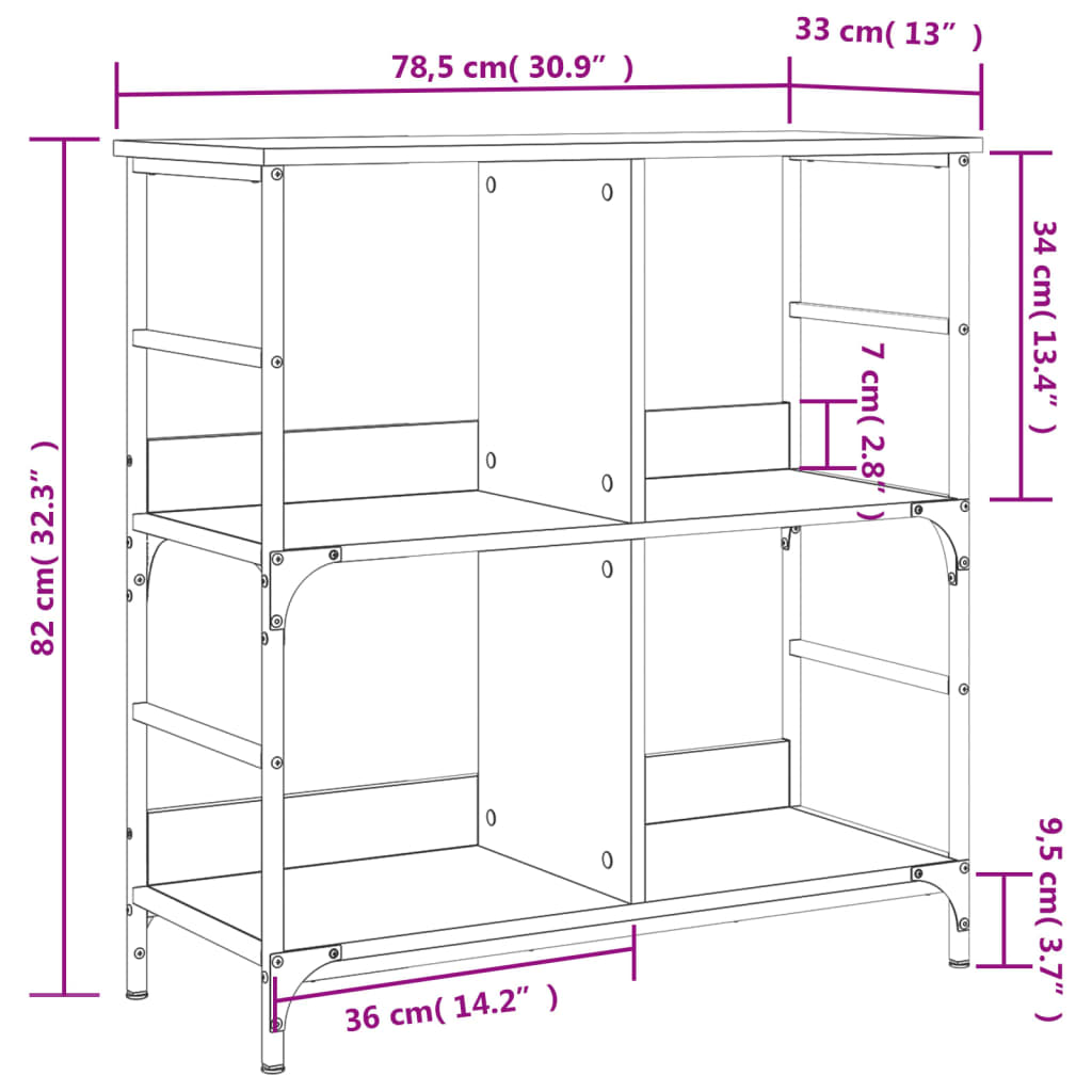 Libreria Rovere Sonoma 78,5x33x82 cm in Legno Multistrato | homemem39