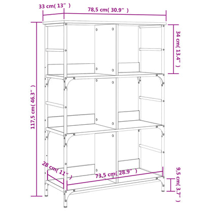 Libreria Nera 78,5x33x117,5 cm in Legno Multistrato | homemem39