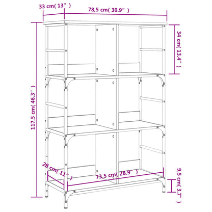 Libreria Rovere Fumo 78,5x33x117,5 cm in Legno Multistrato | homemem39
