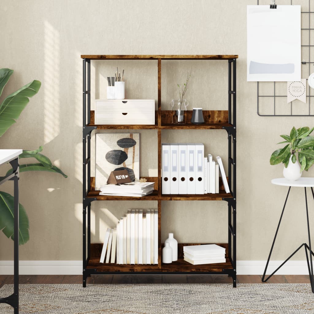 Libreria Rovere Fumo 78,5x33x117,5 cm in Legno Multistrato | homemem39